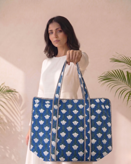 Special Indigo Tote Bag with Zip