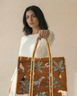 Brown Jungle Tote Bag with Zip
