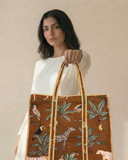 Brown Jungle Tote Bag with Zip