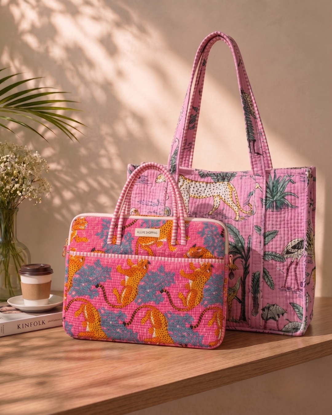 Jungle Glow Tote Bag with Zip