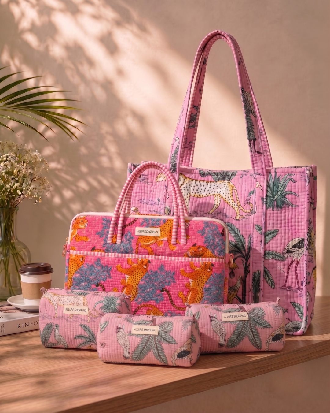 Jungle Glow Tote Bag with Zip