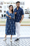 Bagru Hand Block Printed Cotton One-Piece Dress with a Matching Shirt