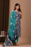 Hand Block Printed Cotton Stitched Suit with a Mulmul Cotton Dupatta