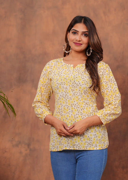 Pure Hand Block Printed Cotton Top