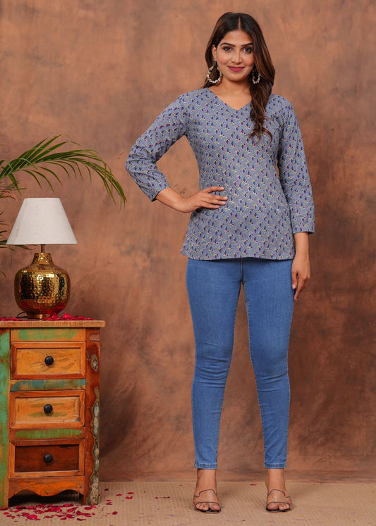 Pure Hand Block Printed Cotton Top
