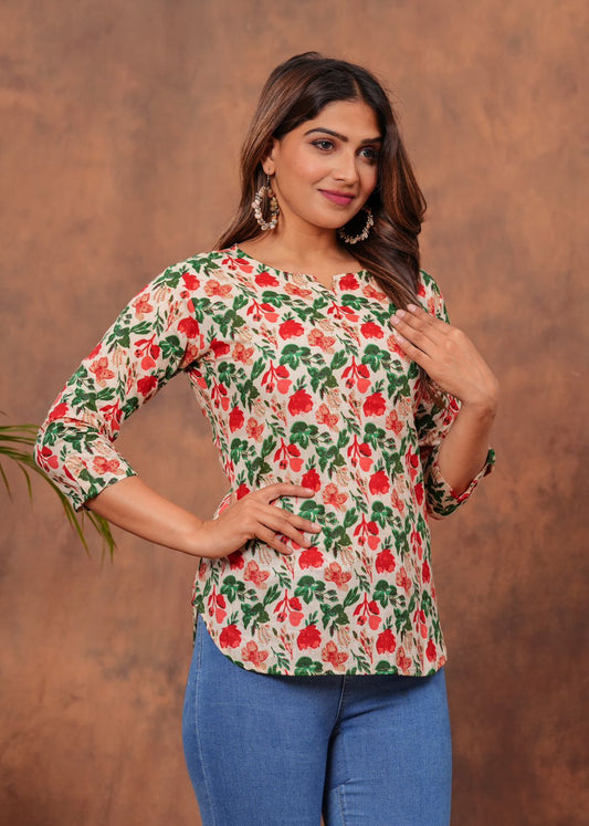 Pure Hand Block Printed Cotton Top