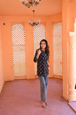 Black Petal Pure Cotton Short Kurti