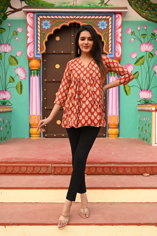 Sunehri Pure Cotton Short Kurti