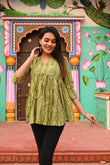 Hariyali Hues Pure Cotton Short Kurti