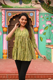 Hariyali Hues Pure Cotton Short Kurti