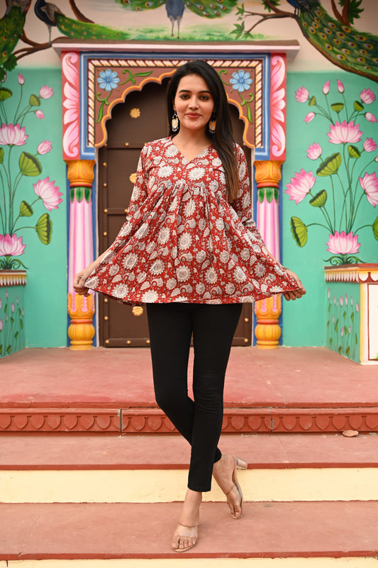 Laal Baagh Pure Cotton Short Kurti
