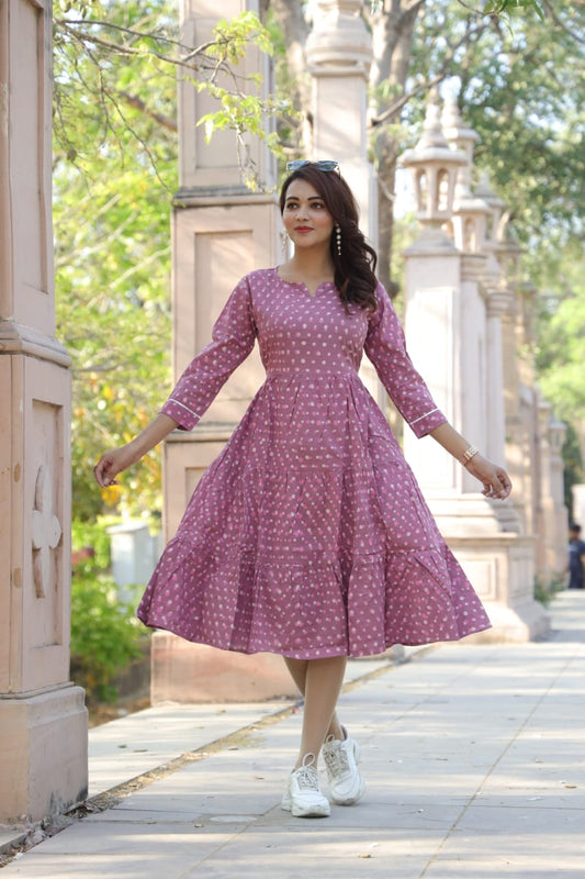 Blush Polka Pure Cotton Dress With Pocket