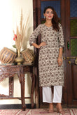 Shadow Bloom Pure Cotton Long Kurti