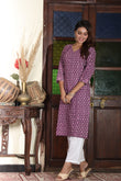 Berry Bliss Pure Cotton Long Kurti