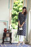 Black Petal Pure Cotton Long Kurti