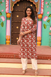 Cherry Field Pure Cotton Long Kurti