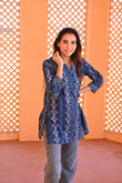 Blue Mirage Pure Cotton Short Kurti