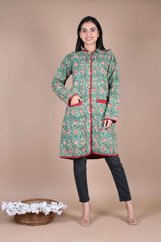 Bagru Hand Block Printed 2-Layer Winter Jacket