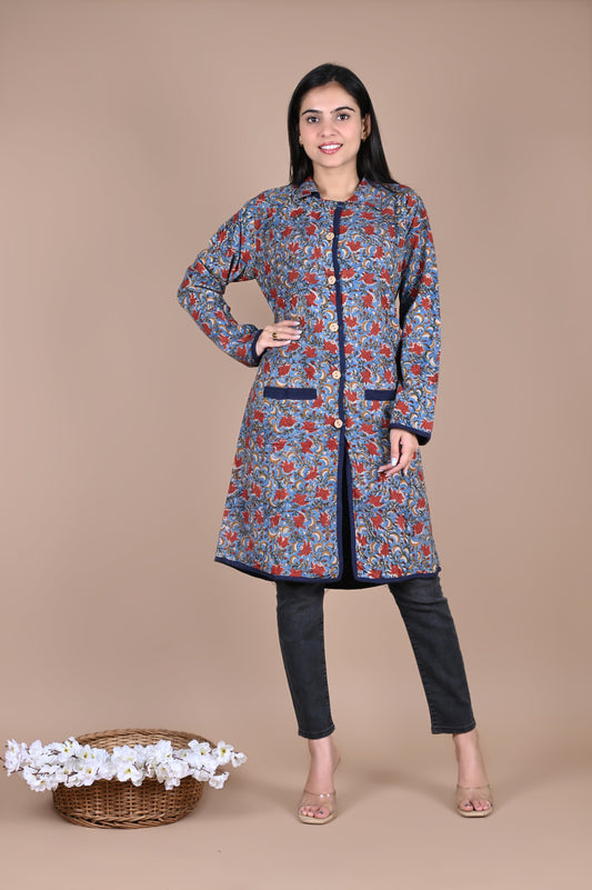 Bagru Hand Block Printed 2-Layer Winter Jacket