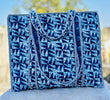 Abstract Quilted Tote Bag with Zip