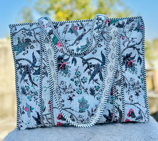 Chandni Quilted Tote Bag with Zip