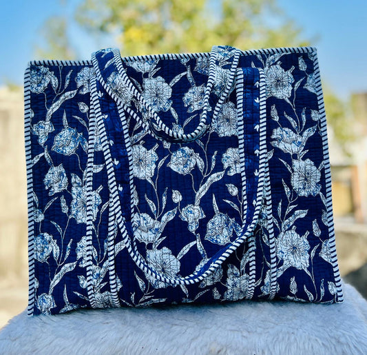 Neel Quilted Tote Bag with Zip