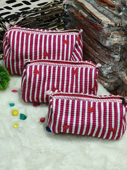 Candy Stripe Set of 3 Pouches