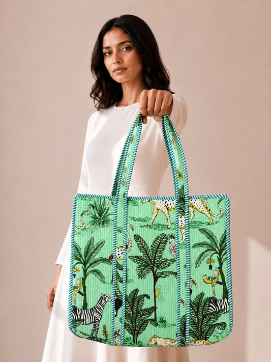 Mint Oasis Jungle Theme Bag with Zip