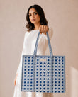 Blue Weave Tote Bag with Zip