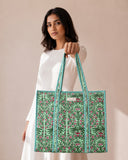 Mint Garden Tote Bag with Zip
