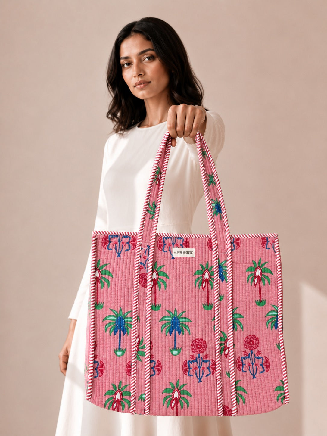 Blush Oasis Tote Bag with Zip
