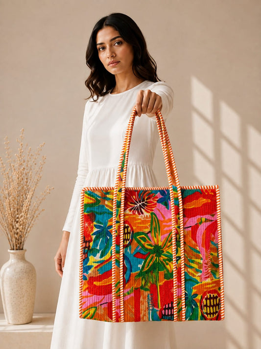 Beachy Abstract Bag with Zip
