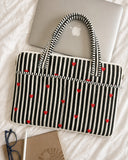 Black & White Meadow · Quilted Cotton Laptop Sleeve