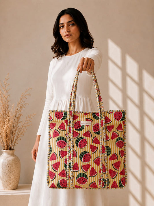 Watermelom Tote Bag with Zip - 16 inches