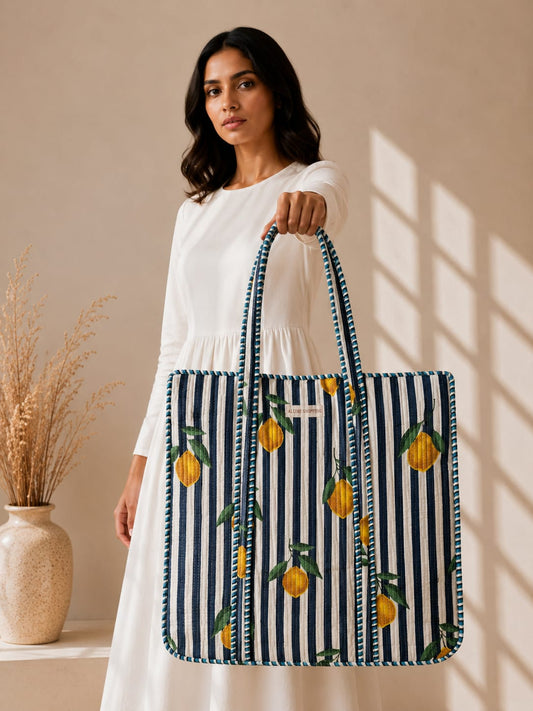 Lemony Jungle Glow Tote Bag with Zip