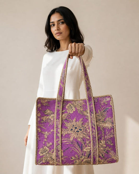 Serene Petals Tote Bag with Zip