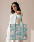 Pastel Blue Tote Bag with Zip