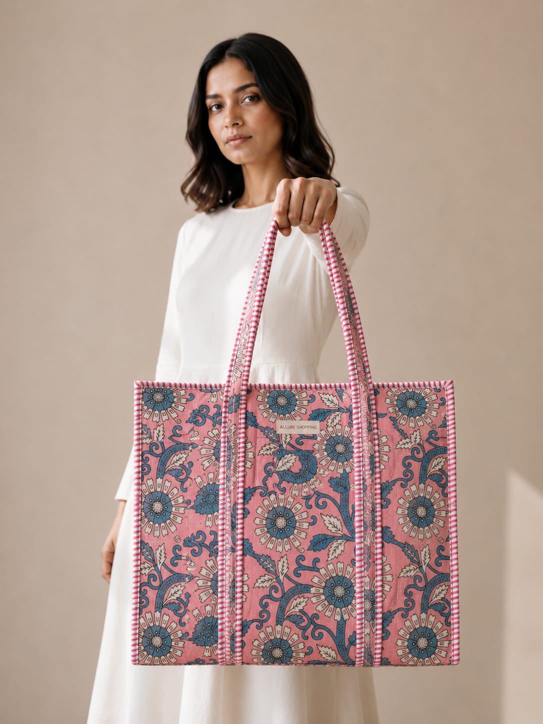 Evergreen Floral Tote Bag with Zip