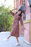 Cherry Mosaic Pure Cotton Dress With Pocket