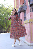 Cherry Mosaic Pure Cotton Dress With Pocket