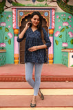 Blooming Blue Pure Cotton Short Kurti