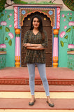Olive Bloom Pure Cotton Short Kurti