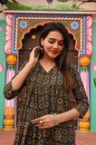 Olive Bloom Pure Cotton Short Kurti