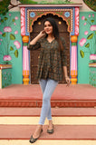Olive Bloom Pure Cotton Short Kurti