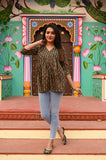 Olive Bloom Pure Cotton Short Kurti