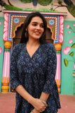 Blooming Blue Pure Cotton Short Kurti