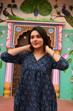 Blooming Blue Pure Cotton Short Kurti
