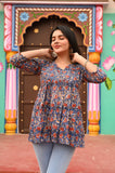 Tricolor Bloom Pure Cotton Short Kurti