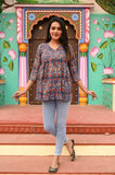 Tricolor Bloom Pure Cotton Short Kurti