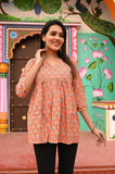 Peach Whisper Pure Cotton Short Kurti
